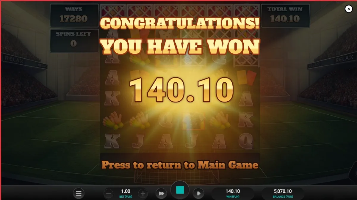 Interface do jogo World Class Kick Off Dream Drop com tema de futebol retrô
