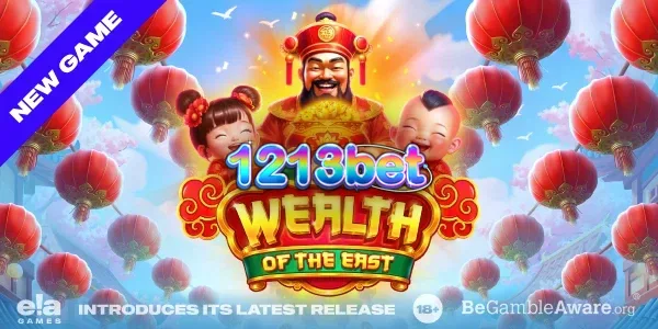 Cena festiva do jogo Wealth of the East com lanternas e dados dourados